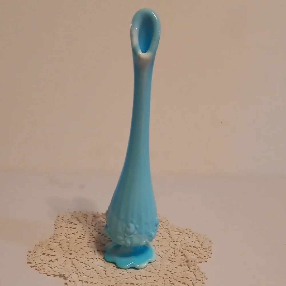 Fenton Sky Blue Slag Glass Swung Vase 11 Inches